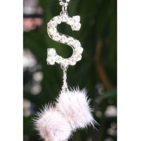 Resim Minik Ponponlu Harfli Dikiz Süsü Gri 