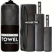 Resim Hızlı Kuruyan Havlu - 3 Adet Hafif Mikrofiber Seyahat Havlu Seti Çanta ile, 30x30cm, 40x60cm, 60x122cm - Kamp, Plaj, Spor Salonu, Sırt Çantası, Golf, Spor Havlu, Golf Havlu için Hızlı Kuruyan Havlu 