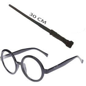 Resim Harry Potter Asası 30 cm ve Siyah Çerçeveli Harry Potter Gözlüğü Seti 