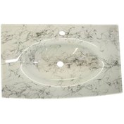 Resim Cam Lavabo 15 MM 100 x 56 CM Beyaz Siyah Desenli 