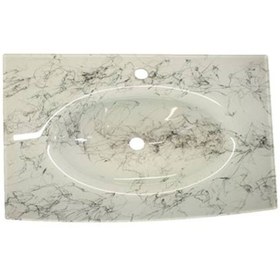 Resim Cam Lavabo 15 MM 100 x 56 CM Beyaz Siyah Desenli 