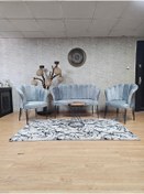 Resim ZAFİR Siyah Boyalı Tel Ayak Papatya Çay Seti Koltuk Takımı , Balkon, Salon, Ofis, Cafe Koltuk Takımı 