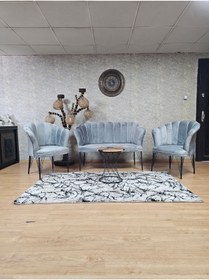 Resim ZAFİR Siyah Boyalı Tel Ayak Papatya Çay Seti Koltuk Takımı , Balkon, Salon, Ofis, Cafe Koltuk Takımı 