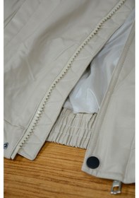 Resim Krem Oversize Bomber Deri Ceket Krem 