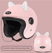 Resim Yy Erkekler Ve Kadınlar İçin Her Mevsime Uygun Düşme Önleyici Emniyet Kaskı Kahverengi Lens-sk5882-mat Pembe-beyaz Kedi Kulakları 