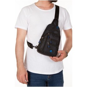 Resim Newish Polo Erkek Kumaş Usb Kulaklık Çıkışlı Bodybag Göğüs Ve Omuz Çantası New172 - Siyah - Mavi 