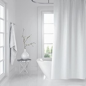 Resim Banyo Duş Perdesi 0010 Beyaz 120x200 Perde Borusu Askı Aparatı 90x130 Hediyeli 