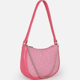 Resim ICONE BAG Paraşüt Kumaş Çiçek Kapitoneli, Suni Deri Detaylı, Pembe Kız Çocuk Baget Omuz Çantası 
