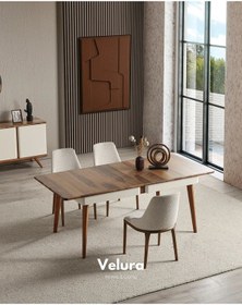 Resim Safir Yemek Odası Takımı Yemek Masası + 4 Adet Sandalye Ekru 