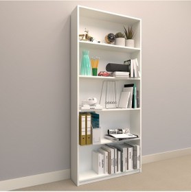 Resim Rafkestir Alina Suntalam Kitaplık ( 80 X 180 Cm ) Beyaz ( Mat ) 