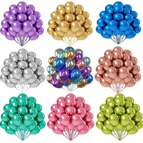 Resim 50 adet Parti Balonu, 5 inç (12.7 cm) Krom Metalik Balonlar, Düğün Parti Süslemeleri, İç Mekan Süslemeleri, Yılbaşı Süslemeleri, Oda Dekoru, Kurdele Rengi Rastgele -kış, yeni yıl 
