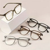 Resim Zarif Yeşil Kare Çerçeve Kadın Moda Gözlükleri - Minimalist Şık Dekoratif Gözlükler Metal Menteşeli, Şeffaf Lens ve Polikarbon Çerçeve ile Günlük ve Resmi Giyim, Günlük Gözlükler, Minimalist Gözlükler, Metal Menteşeli Gözlükler 