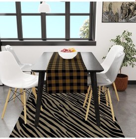 Resim Sarı-siyah Kare Runner 140x45cm İnce Keten, Uluslararası Yıkama Ve Solmama Sertifikası Çok Renkli 
