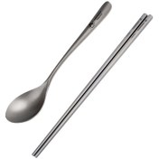 Resim Moveevo Titanyum Çatal Ve Kaşık Seti - 233mm Çatal, 185x38mm Kaşık, Hafif Ve Dayanıklı Malzeme Çok Renkli 