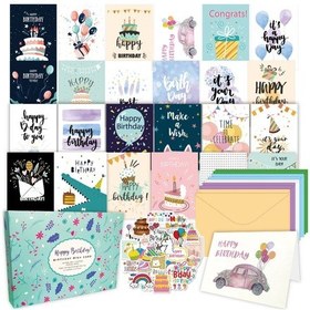 Resim 50 Adet / Takım Zarflar Ve Çıkartmalar Seti İle Mutlu Yıllar Tebrik Kartı 