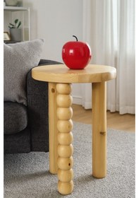 Resim Doğal Masif Naturel Ahşap Tekli Mantar Sehpa Şık Yan Sehpa Naturel 