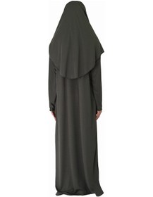 Resim Zehranaz Namaz Elbisesi Koyu Haki Fermuarlı Namaz Elbisesi Koyu Haki 