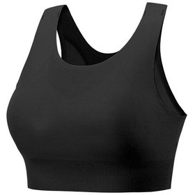 Resim Siyah Yeni Dikişsiz Dağıtım Spor İç Çamaşırı Kadın Darbeye Dayanıklı Koşu Yoga Yeleği Örgü Güzellik Geri Toplamak Sutyen Dışarıda Giyilebilir Siyah 
