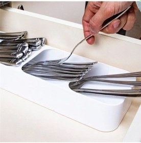 Resim Beyaz 5 Bölmeli Çekmece Kaşıklık Mutfak Düzenleyici, Dayanıklı Çatal Kaşık Bıçak Organizatörü Diğer 