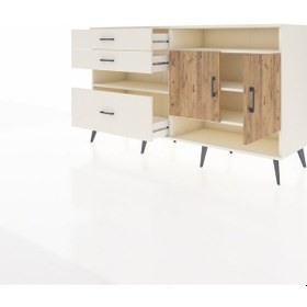 Resim Hyperion Konsol 4 Raflı 3 Çekmeceli 2 Kapaklı 176x44x99 Aytaşı-çam/aytaşı Aytası/atlas Çam - Aytası 
