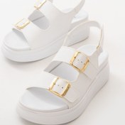 Resim İnfon Ayakkabı Marketi 24422-1185 Beyaz Dolgu Topuk Kadın Sandalet 