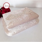 Resim Gelincimherşey Cappuccino Gelin Için Kadife Kaplı Güpür Ve Inci Süslemeli Makyaj Sandığı 