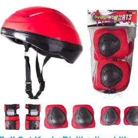 Resim Top Rock Store Çocuk Için Kask Dizlik Dirseklik Koruyucu Set Kırmızı 