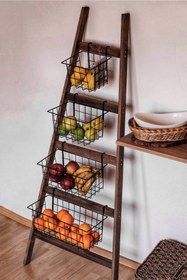 Resim uyanhome Ahşap Ayaklı Sepet Raf Tel Askılı Metal Havluluk Standı Ve Mutfak Rafı Uynev9012esak 