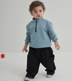 Resim Unisex Çocuk İnterlok Yandan Cepli Pantolon Siyah - 5-6 Yaş 