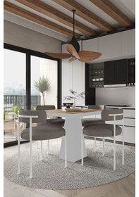 Resim Avvio Savana Beyaz Lake Mdf Ayak 90x90 Yemek Masası Mutfak Masası 4 Kişilik Masa Takımı Teddy Sandalye Akça 