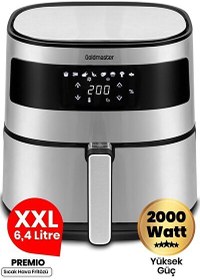 Resim Goldmaster Premio - 2000 W Yüksek Güç 6.4 L Inox Geniş XXL Dokunmatik Airfryer Yağsız Sıcak Hava Fritözü 