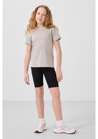 Resim Tommylife Siyah Pamuklu Kısa Paça Standart Fit Basic Kız Çocuk Tayt - 75188 Siyah 