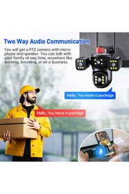 Resim PASACO 8mp 4k Ultra Hd Gece Görüşlü 3 Lensli Hareket Takipli Alarmlı Wifi Kamera Ip Güvenlik Kamerası 