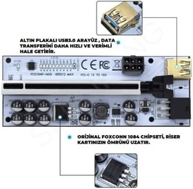 Resim ZAUSS 10 Kapasitörlü Riser V012 Max 10 Ekran Kartı Yükseltici PCI-E x16 