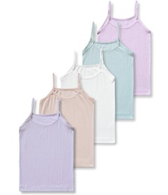 Resim Panfilia %95 Pamuklu Kız Çocuk İnce Askılı Fitilli Atlet 5'li Set / Fanila / İç Çamaşır 