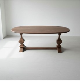Resim Orleans Fransız Still Oval Ahşap Yemek Masası 90x180 Ceviz 