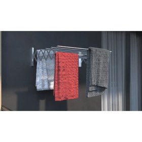 Resim Alüminyum Akordiyon Tipi Katlanır Alüminyum Çamaşır Kurutma Askısı 100 cm 7 Askılı Balkon Banyo Kur 