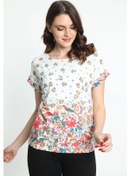 Resim Ella Camelia Kadın Kısa Kol Desenli Bluz 5010038 Ekru 