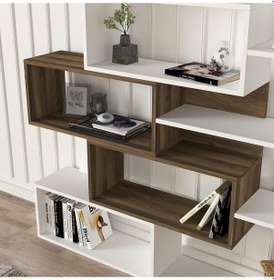 Resim Dekorister Marla Kitaplık Beyaz-Ceviz 