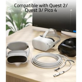 Resim Syntech 16FT Link Kablosu - Oculus/meta Quest 3, 3s, Quest 2, Pro ve Pico 4 Uyumlu, Pc/steamvr Için USB 3.0 Adaptörlü Yüksek Hızlı Type-C Vr Veri Aktarım Kablosu 