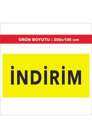Resim 2MAKREKLAM Dijital Baskı Mağaza Vitrin İndirim Yazısı 200x100 cm 