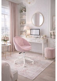 Resim İstiridye Beyaz Ayaklı Çalışma Sandalyesi Pembe 