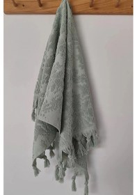 Resim Otantik Saçaklı El Havlusu 50x85 Cm - %100 Pamuk - Açık Yeşil - Yumuşak Ve Su Emici Acıkyesıl Açık Yeşil 