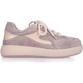 Resim Hakiki Deri Vizon Süet Kadın Spor Ayakkabı Sneaker 001 