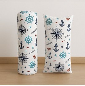 Resim Çift Kişilik Desenli Lastikli Çarşaf Seti 160x200 Cm + 2 Adet Yastık Kılıfı 50x70 Mavi 