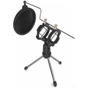 Resim Gajeena Masaüstü Mikrofon Tripod Stant: Şok Emici Tutucu Ve Rüzgar Gürültüsü Filtresi İle Sağlam Konumlandırma 