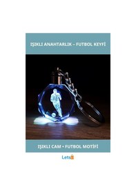 Resim Futbolcu Tasarımlı Işıklı Kristal Cam Anahtarlık 10 Cm Çok Renkli 