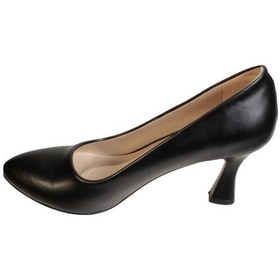 Resim Yazkış Kadın Siyah Krem Cilt 7cm Kadeh Topuk Stiletto Ayakkabı 001 