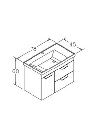 Resim Orka Nova 80 Cm Mdf Beyaz Banyo Dolabı Alt Modül Ve Lavabo Beyaz 