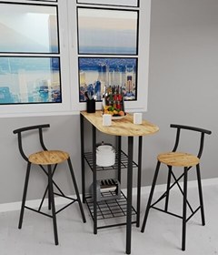 Resim Mutfak Bar Masa Sandalye Takımı Katlanır 2 Kişilik Atlantik Çam 1311 